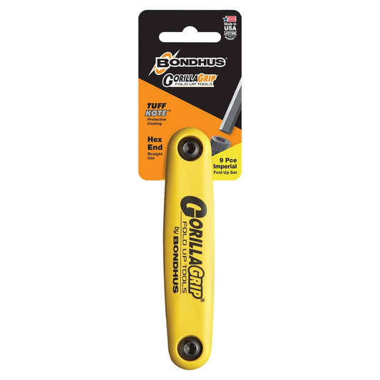 Gorilla 9 Piece Imperial Fold Up Hex Allen Key Set - High Torque Steel - 96mm x 38mm x 170mm