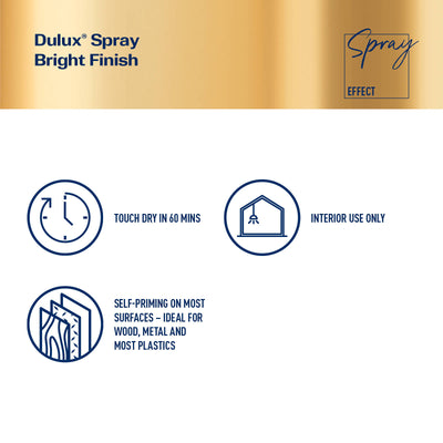 Dulux Gold Bright Finish Effects Spray Paint 300g - 0.3L - Fast Drying