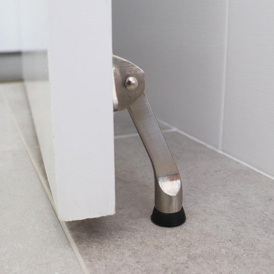 Adoored Standard Step Down Door Stop - Satin Chrome - Steel - Wall Protection