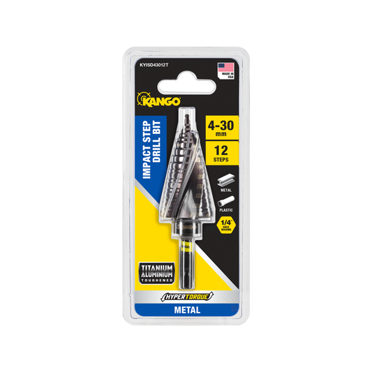 Kango Hypertorque 4 30mm 12 Step Impact Step Drill Bit - High-Torque Design - Metal Drilling