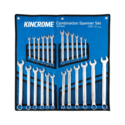 Kincrome Combination Spanner Set - 24 Piece - Chrome Vanadium - Heavy Duty