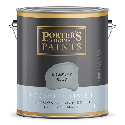 Porter S Broadwall Washable Paint 4L - Newport Blue - Eggshell Finish - 4L - Auzzistore