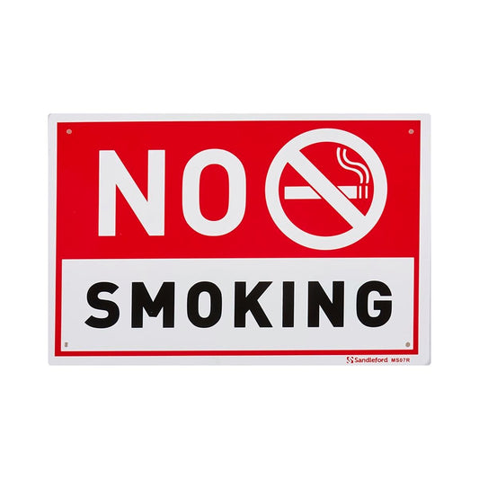 Sandleford No Smoking Sign - 300 x 200mm - Plastic - White/Red - Auzzistore