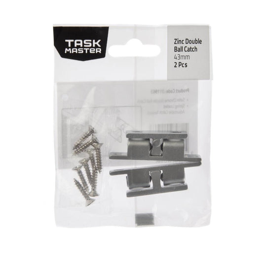 Taskmaster Double Ball Catch - 43mm - Zinc - 2 Pack - Durable Finish - Auzzistore