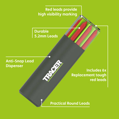 Tracer Pro 5 Replacement Leads - 6 Pack - 5.2mm - Red - Durable Precision