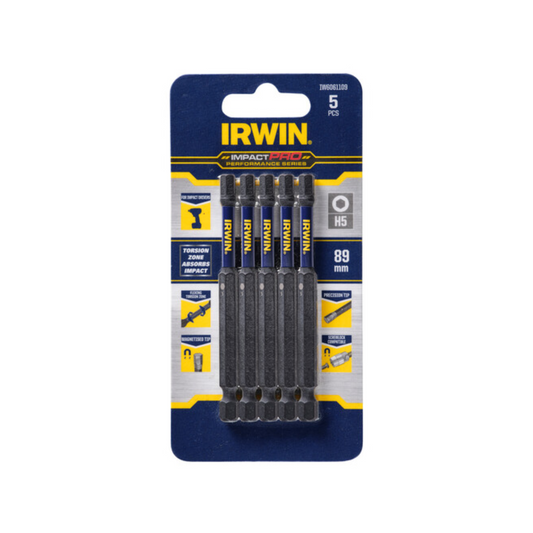 Irwin Impact Bits - 89mm - Magnetised - High Strength - 5 Pack - Auzzistore