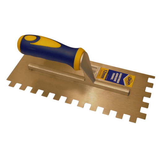 QEP Adhesive Trowel - 12mm - Carbon Steel - Ergonomic Handle - Auzzistore