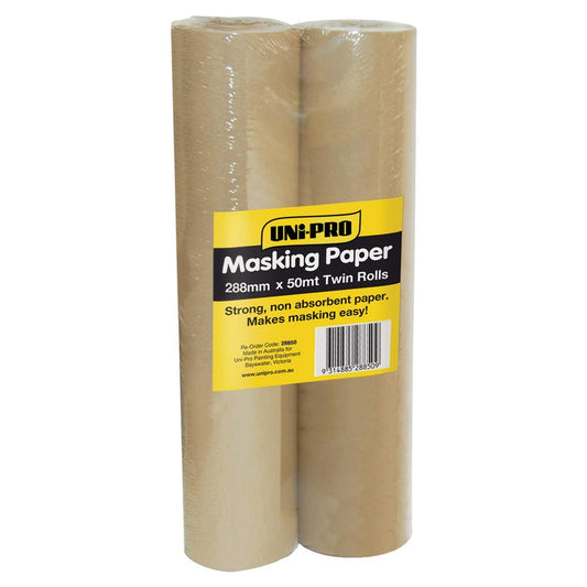 Uni Pro Masking Paper Twin Pack 288mm x 50m Strong Non-absorbent - Auzzistore