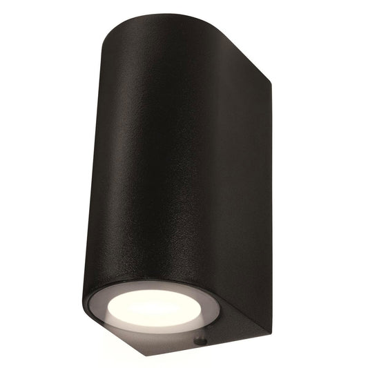Brilliant 240V Black Corbett Up Down Wall Light - 162mm Aluminium - Weatherproof