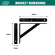 Carinya Black Heavy Duty Straight Stayed Bracket 200x150mm Steel