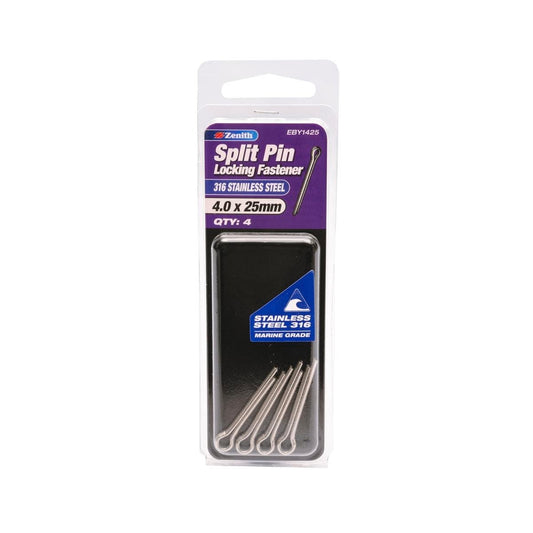 Zenith Split Pin 4 Pack 4 x 25mm Stainless Steel Corrosion Resistant - Auzzistore