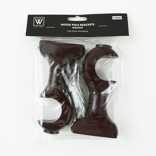 Windoware Curtain Brackets - 33mm - Timber - Walnut Finish - 2 Pack – view 2 - Auzzistore