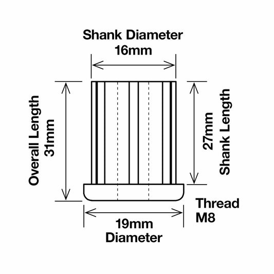 Richmond Round Threaded Insert - 19mm x M8 - Zinc Plated - 2 Pack – view 2 - Auzzistore