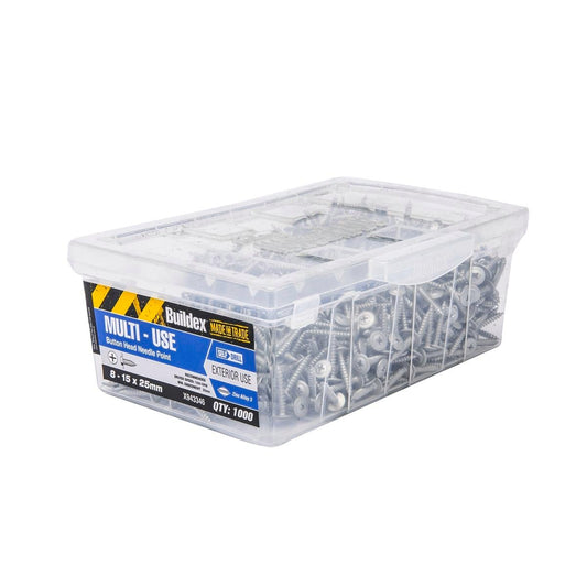 Buildex Button Head Needle Point Screws 8 15mm Zinc Alloy 1000 Box - Auzzistore