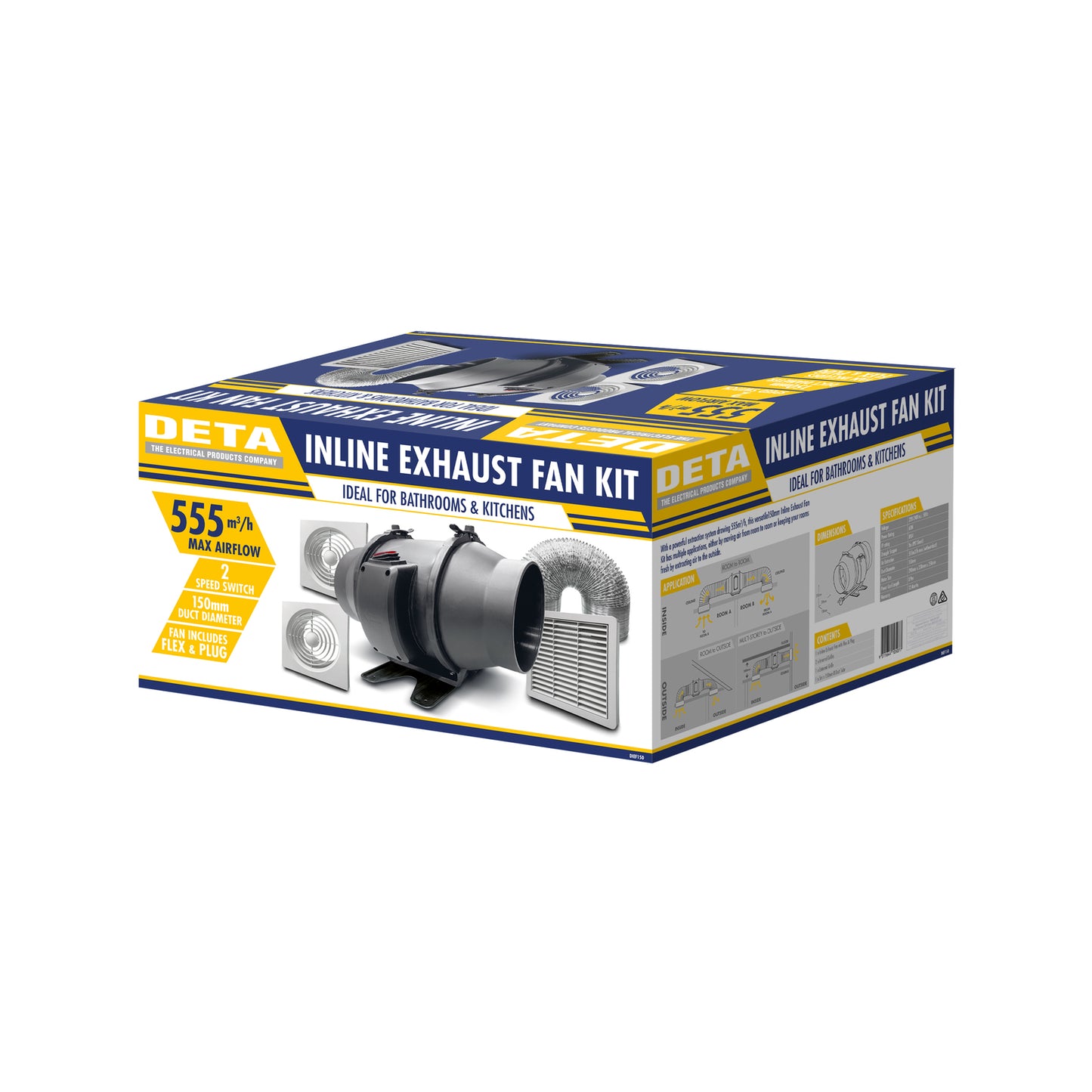 Deta 150mm Inline Exhaust Fan Kit