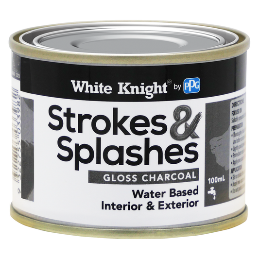 White Knight Charcoal 100ml Water Based Acrylic Paint - Quick Drying - Easy Clean - Gloss Finish - Auzzistore