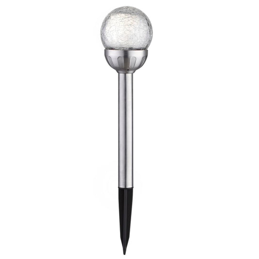 Solar Magic 8cm Crackle Ball Path Light Glass Stainless Steel Outdoor