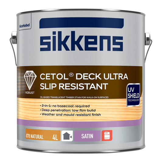Sikkens Natural Cetol Deck Ultra Slip Resistant 4L - 210mm x 190mm - Satin Finish - Auzzistore