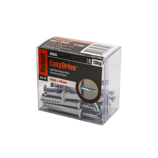 Ramset Easydrive Anchor 6mm x 42mm Nylon 20 Pack Quick Install - Auzzistore