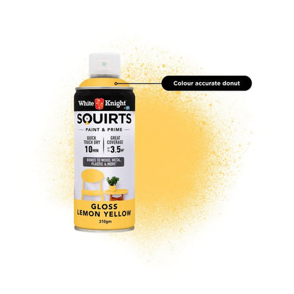 White Knight Squirts Lemon Yellow Gloss Spray Paint 310g Durable Finish