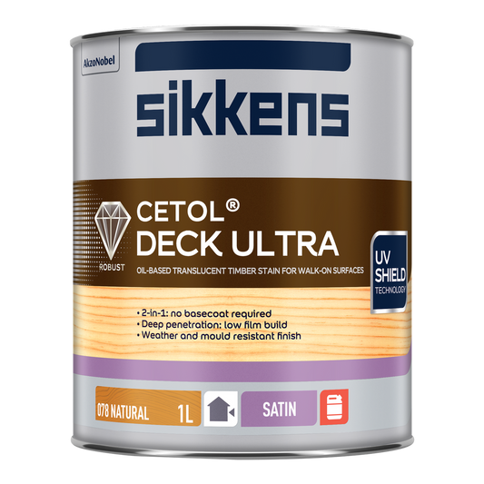 Sikkens Natural Cetol Deck Ultra - 1L - Satin Finish - Weather Resistant - Auzzistore