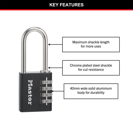 Master Lock Combination Padlock - 51mm Shackle - Aluminium - Keyless – view 2 - Auzzistore