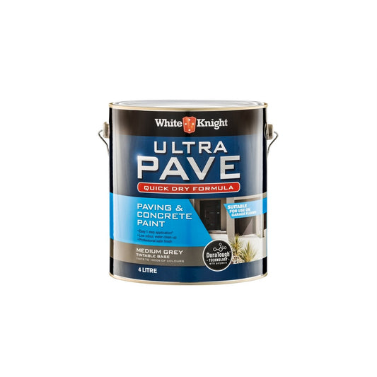 White Knight Ultra Pave 4L Quick Dry Concrete Paint - Medium Grey - Durable Satin Finish - Auzzistore