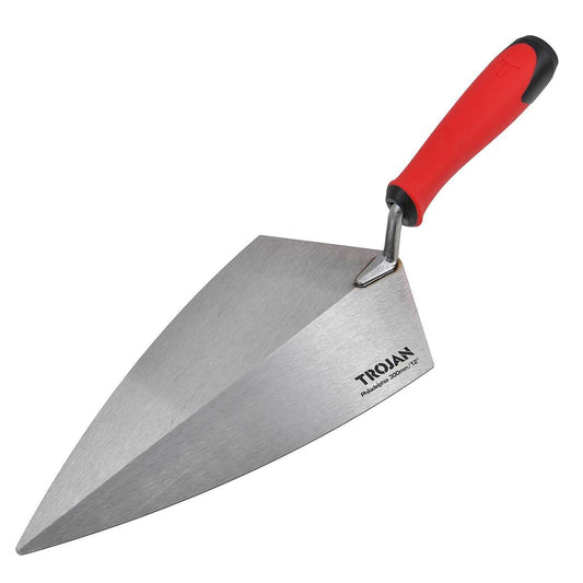 Trojan 300mm Philadelphia Brick Trowel - High Carbon Steel - Ergonomic Grip - Auzzistore