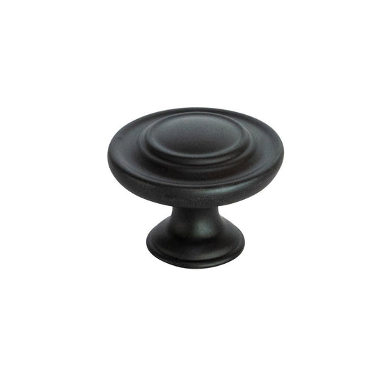 Taskmaster 34mm Matte Black Cabinet Knob - 1 Pack - Steel Construction