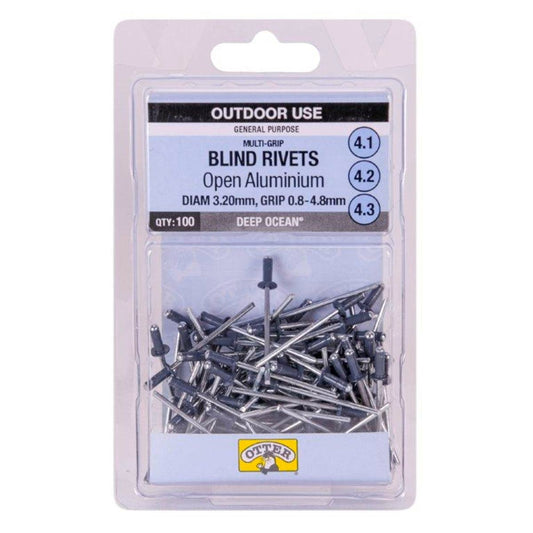 Otter Multi Grip Open Aluminium Blind Rivets 3 2 x 0 8 4 8mm 100 Pack - Deep Ocean - Auzzistore