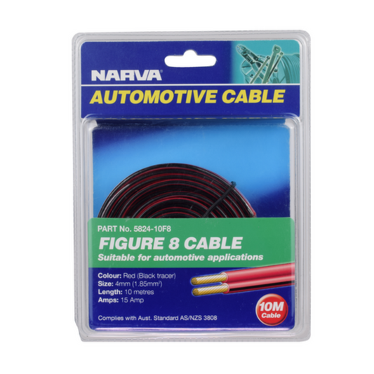 Narva Figure 8 Cable - 4mm - Red/Black - 15A - 10m - Auzzistore