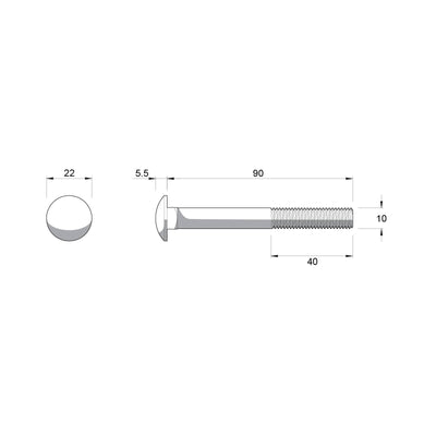 Zenith Hot Dip Galvanised Cup Head Bolts Nuts M10 x 90mm Durable