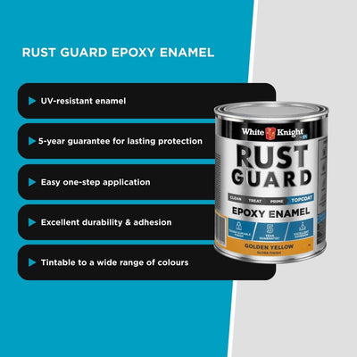 White Knight Rust Guard Epoxy Enamel Paint 1L Golden Yellow - UV-Resistant, Durable