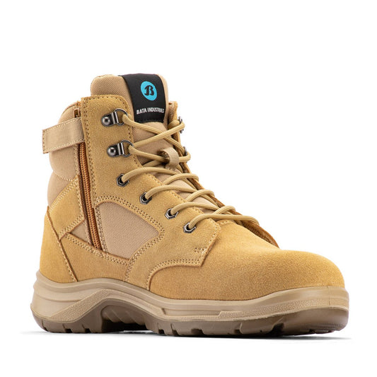 Bata Industrials Men's Wheat Bobcat Zip Side Safety Boot UK Size 9 - Durable - Comfortable - Safety