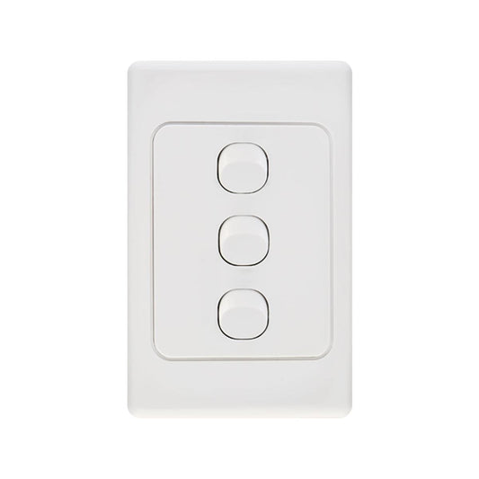 Deta Triple Vertical Switch - 3 Gang - Polycarbonate - Standard Design - Auzzistore