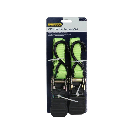 Syneco S Hook Tie Down Ratchet Set 25mm x 4 5m 2 Pack Heavy Duty – view 2