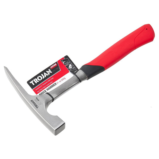 Trojan 600g Steel Brick Hammer - Induction Hardened - Red and Black – view 2 - Auzzistore