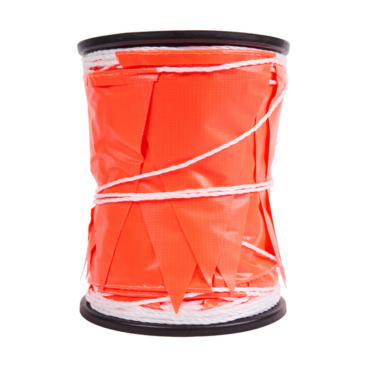 Brutus 100m Safety Flag Reel - High-Vis Orange - PVC Polypropylene - Durable - Auzzistore