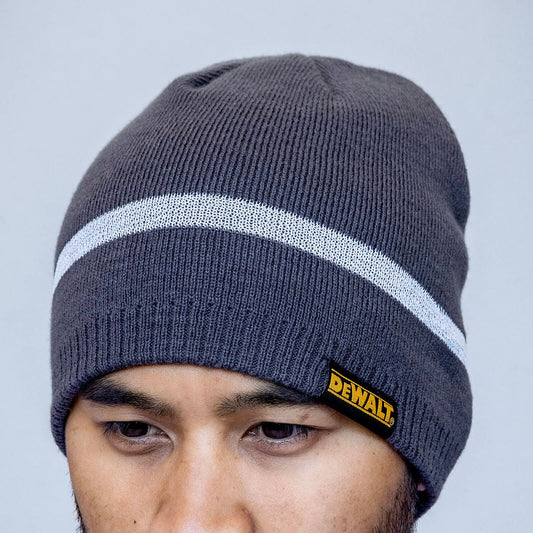 Dewalt Black Reflective Beanie - 100% Acrylic - One Size Fits Most - Warmth & Visibility – view 2 - Auzzistore