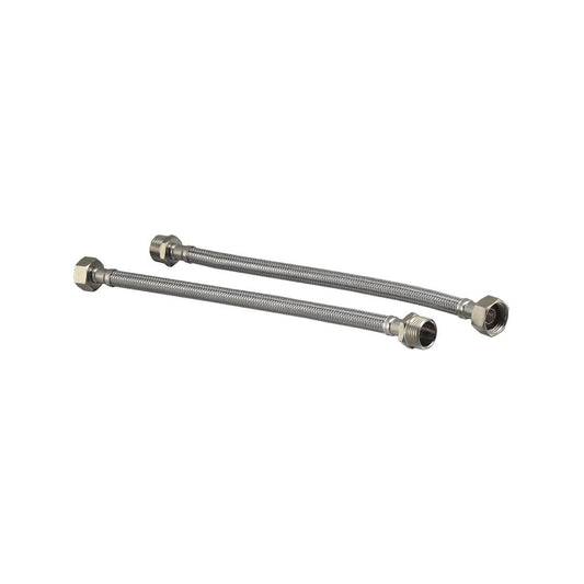 Kinetic Stainless Steel Flexible Braided Hose Mixer Tap Extension 250mm - 2 Pack - Durable & Corrosion Resistant