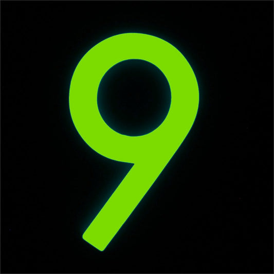 Sandleford 90mm Glow In Dark Acrylic House Number 9 - Durable - Weather Resistant - Easy Install – view 2