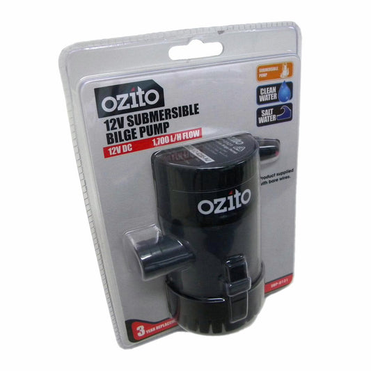 Ozito 12V Bilge Pump - 1700L/H - Plastic/Metal - Easy Maintenance - Auzzistore