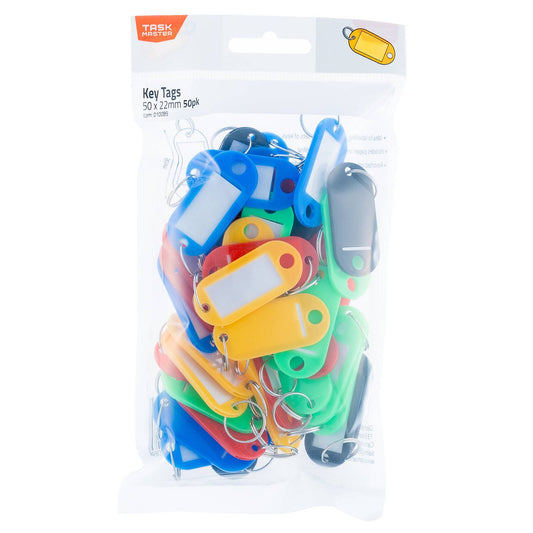 Taskmaster Key Tag with Ring - 50 Pack - 6x2.2cm - Easy Labelling
