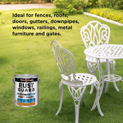 White Knight Rust Guard 4L Golden Yellow Gloss Epoxy Enamel Paint - UV-Resistant - Durable Metal Protection