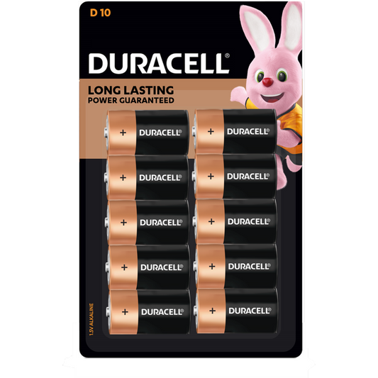 Duracell Coppertop D Batteries - 10 Pack - Alkaline - Long Lasting