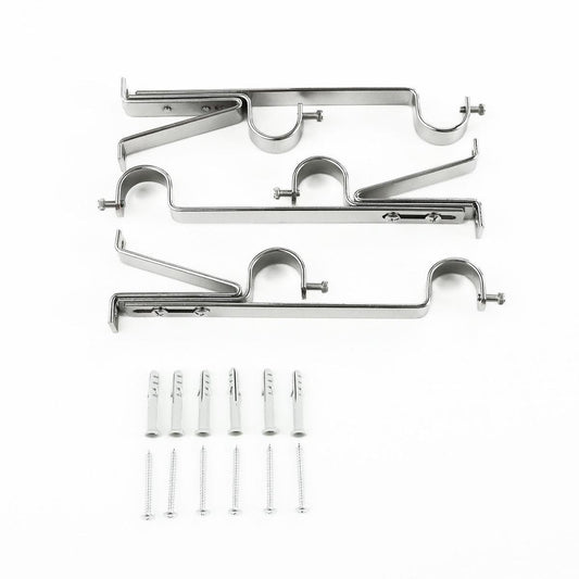 Windoware 25mm Satin Double Curtain Rod Bracket 3 Pack - Metal - 40mm x 40mm x 40mm - Auzzistore