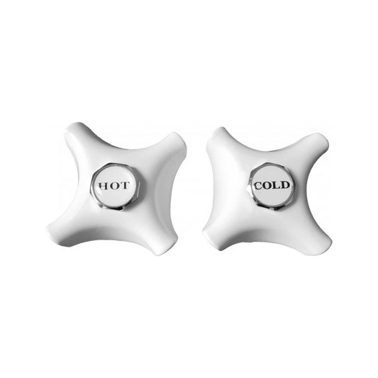 Shaw Mason White Four Point Tap Handles Pair - 67mm - Zinc Alloy - Easy Install
