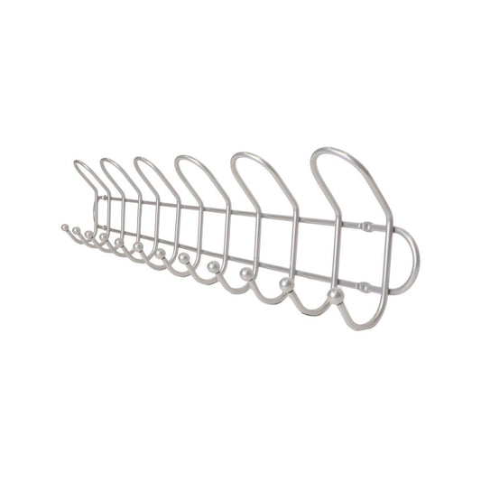 Adoored Decorative Hook Rack - 6 Hooks - Satin Chrome - Easy Installation