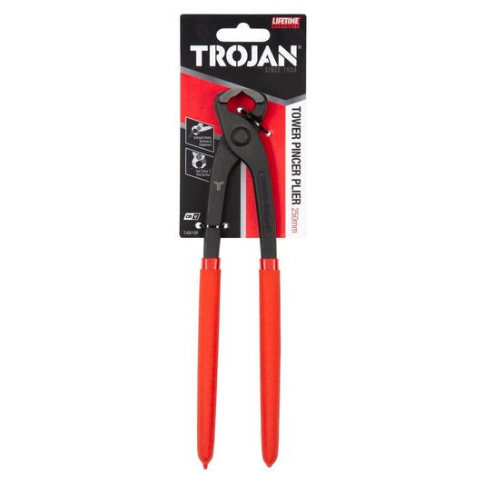 Trojan 250mm Tower Pincer Plier - Chrome Vanadium Steel - Red and Black