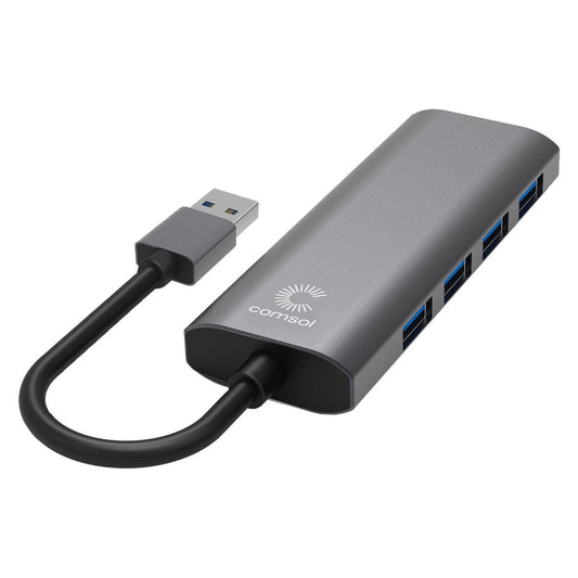 Comsol USB-A to 4 Port USB 3.0 Hub - 5Gbps Data Transfer - Aluminium Casing